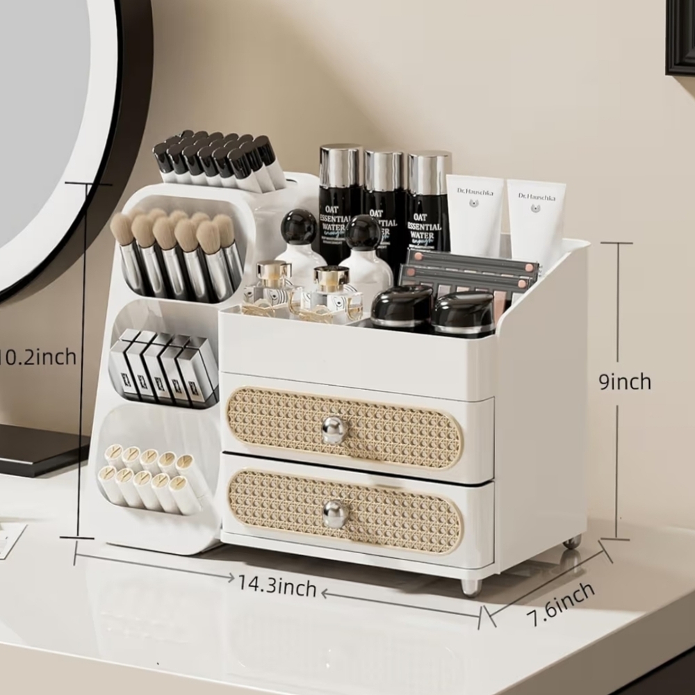 NWT Makeup Organizer With Drawers Cosmetic Display Storage In Off-White - Picture 2 of 9